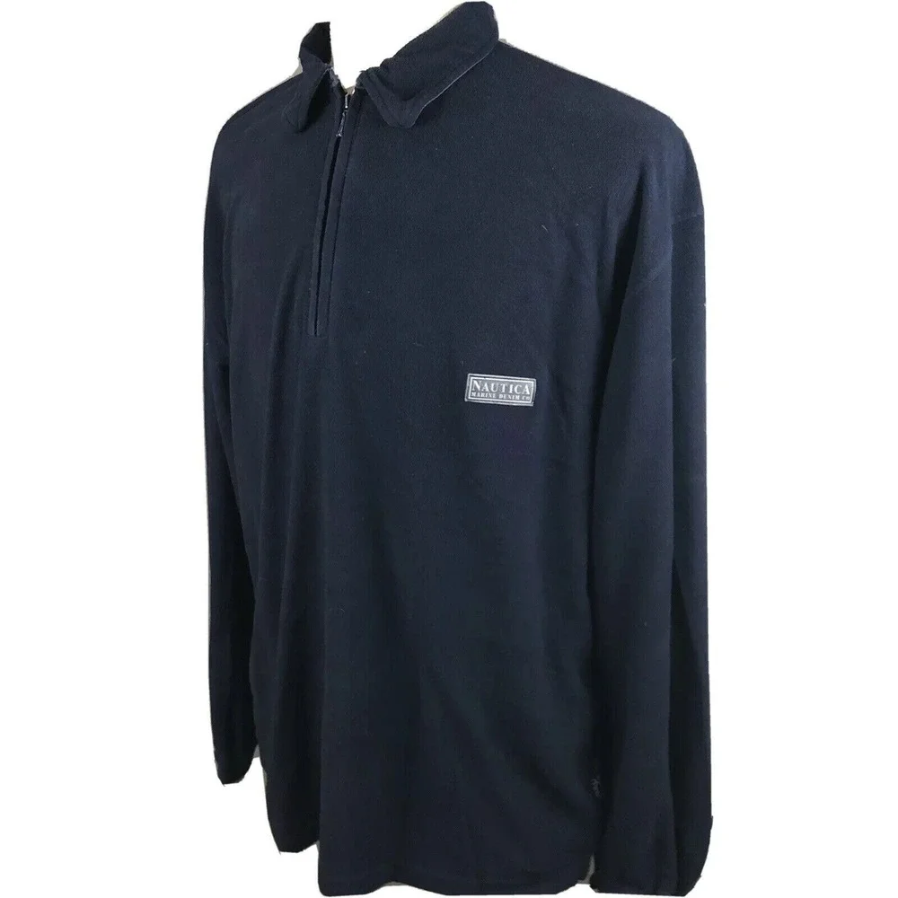 Nautica Marine Denim Company 1/2 Zip Fleece Pullover Jacket Men's XL Yacht Rock